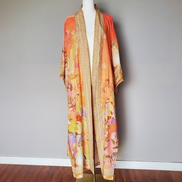 Mermaid Gypsy Madison Boho Floral Kimono Duster Robe - Picture 5 of 13